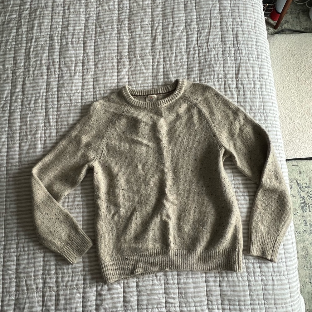 Faherty Donegal Wool Beige Speckled Sweater Size L